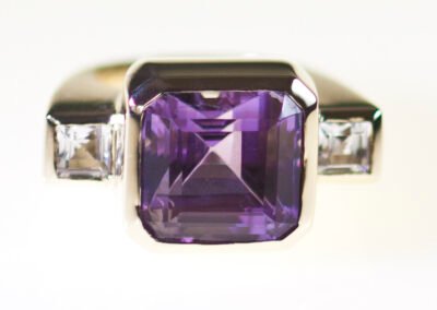 Amethyst Square Emerald Cut Dress Ring