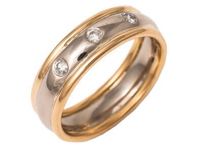 22ct Yellow and 18ct White Gold Wedding Ring with Diamonds