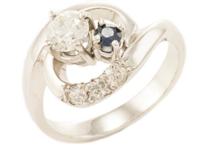 Diamond and Sapphire Engagement Ring