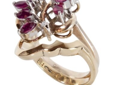 Custom Fit Wedding Ring for Vintage Ruby Cluster